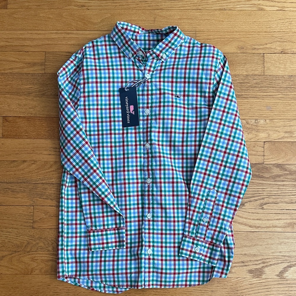 Boys Vineyard Vines size M (12-14) Multicolor Plaid Shirt
